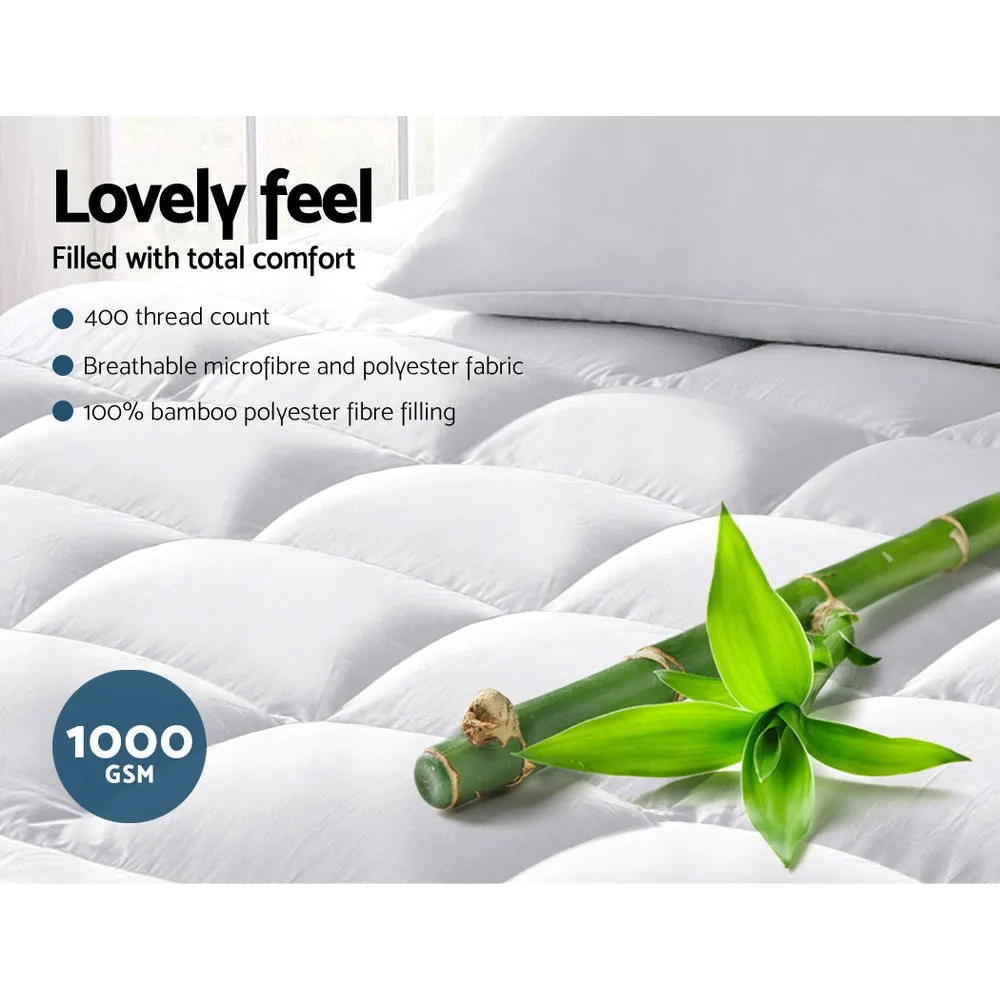 1000GSM Bamboo Fiber Double Mattress Topper Pillowtop Giselle