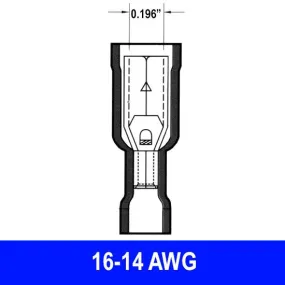 #16-14AWG Insulated .196" Female Bullet Connector, 9 pack