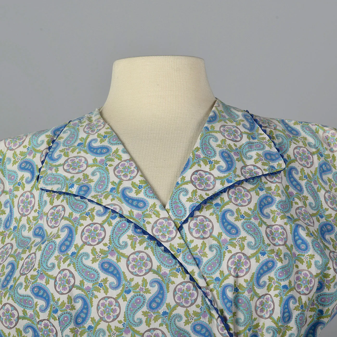 1950s Cotton Print Wrap Dress