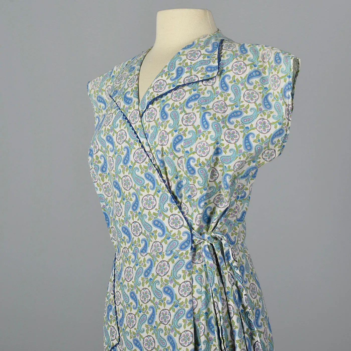 1950s Cotton Print Wrap Dress