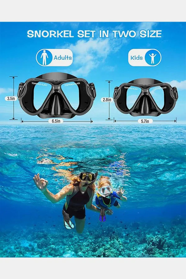 Adults Dry Snorkel Set Panoramic Wide View Anti-Fog Scuba Diving Mask