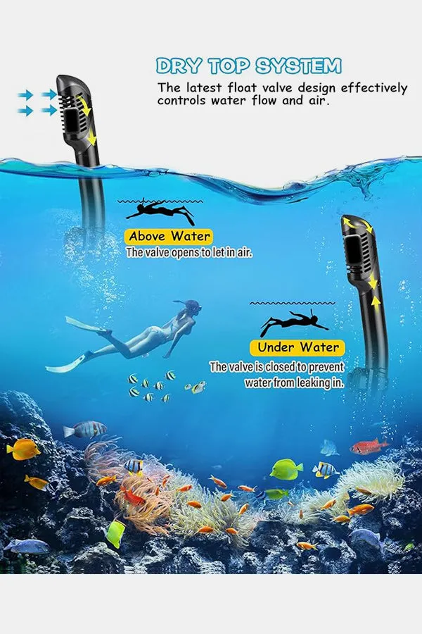 Adults Dry Snorkel Set Panoramic Wide View Anti-Fog Scuba Diving Mask