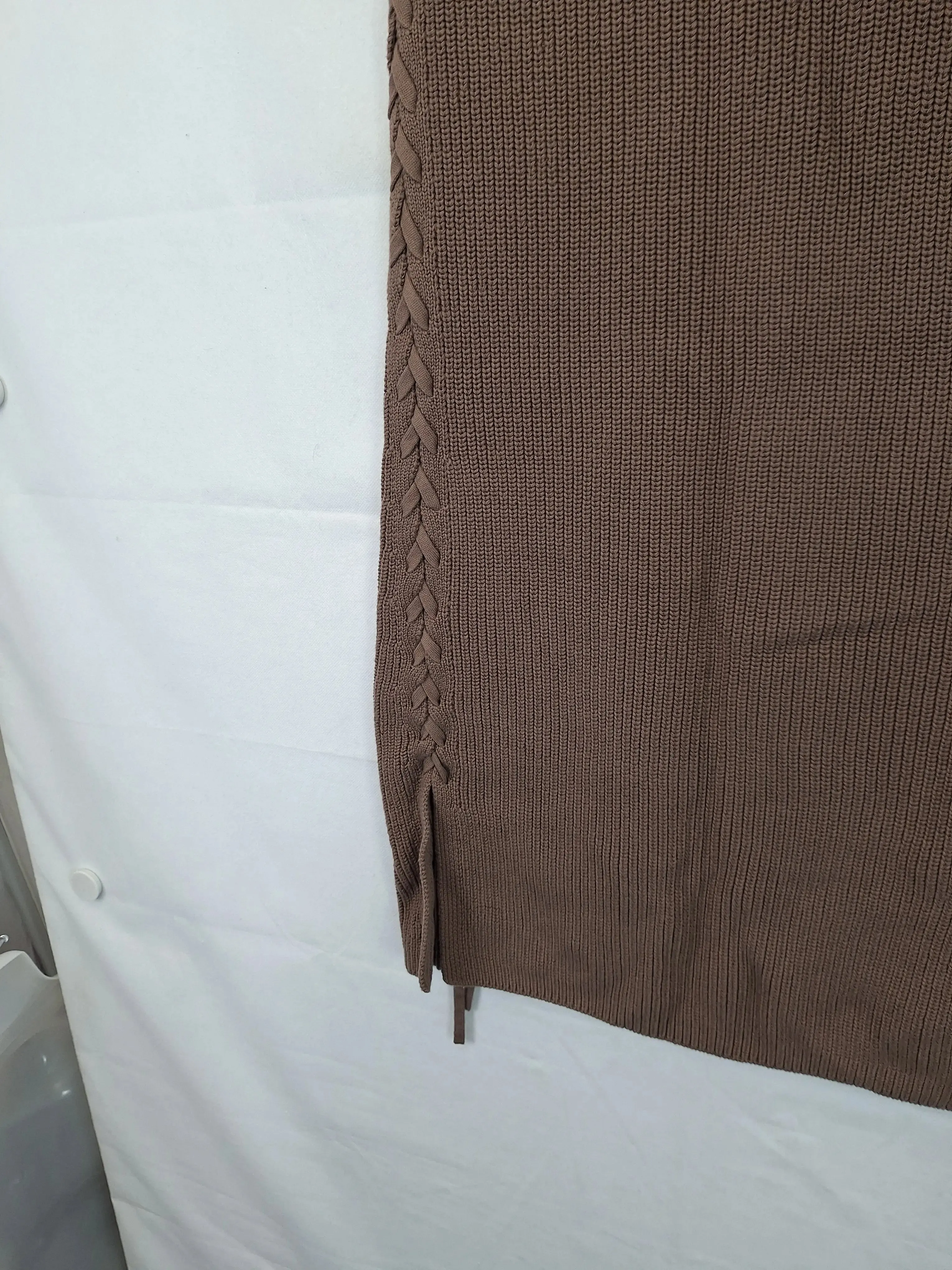 Aere Essential Chocolate Knit Midi Skirt Size 10