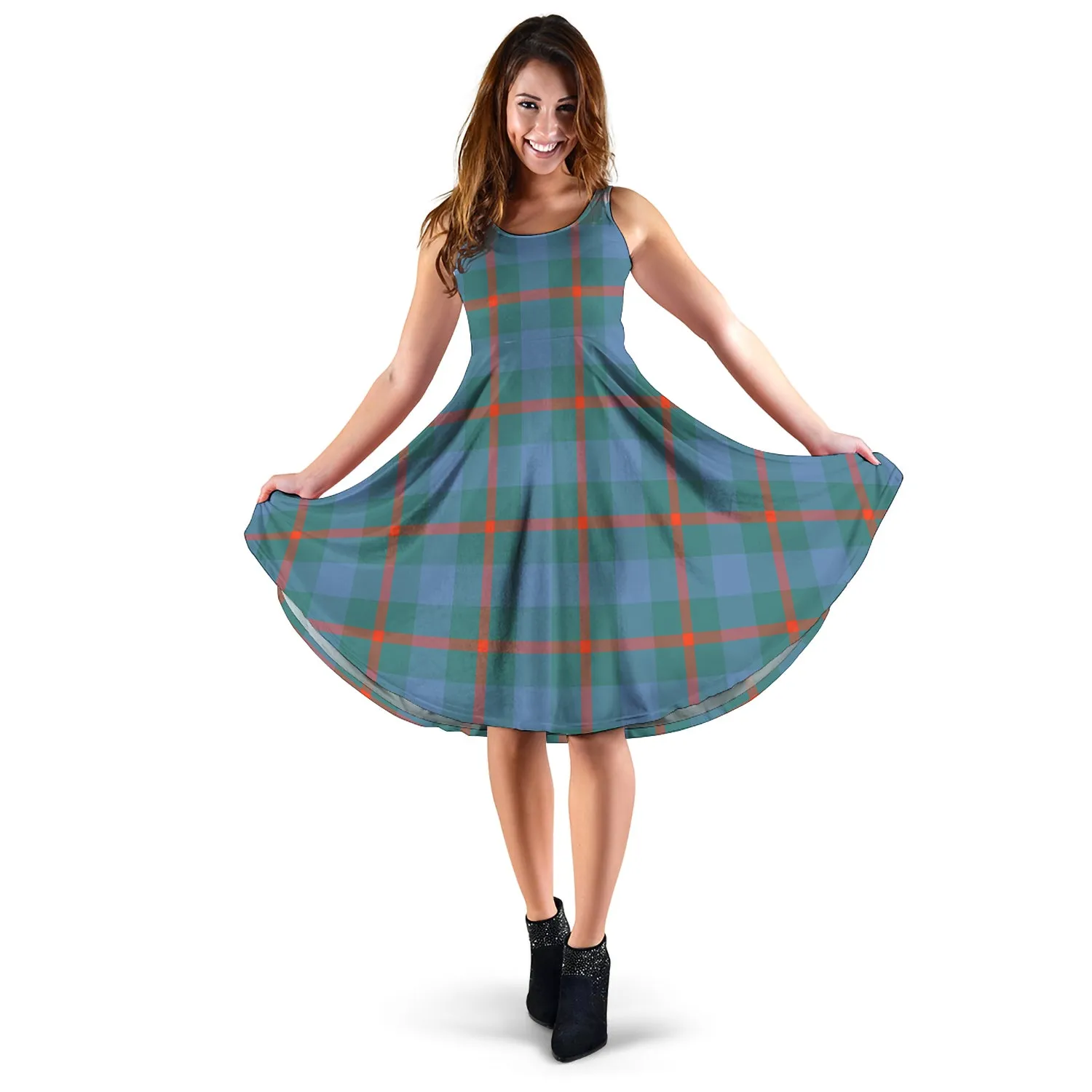 Agnew Ancient Tartan Sleeveless Midi Womens Dress