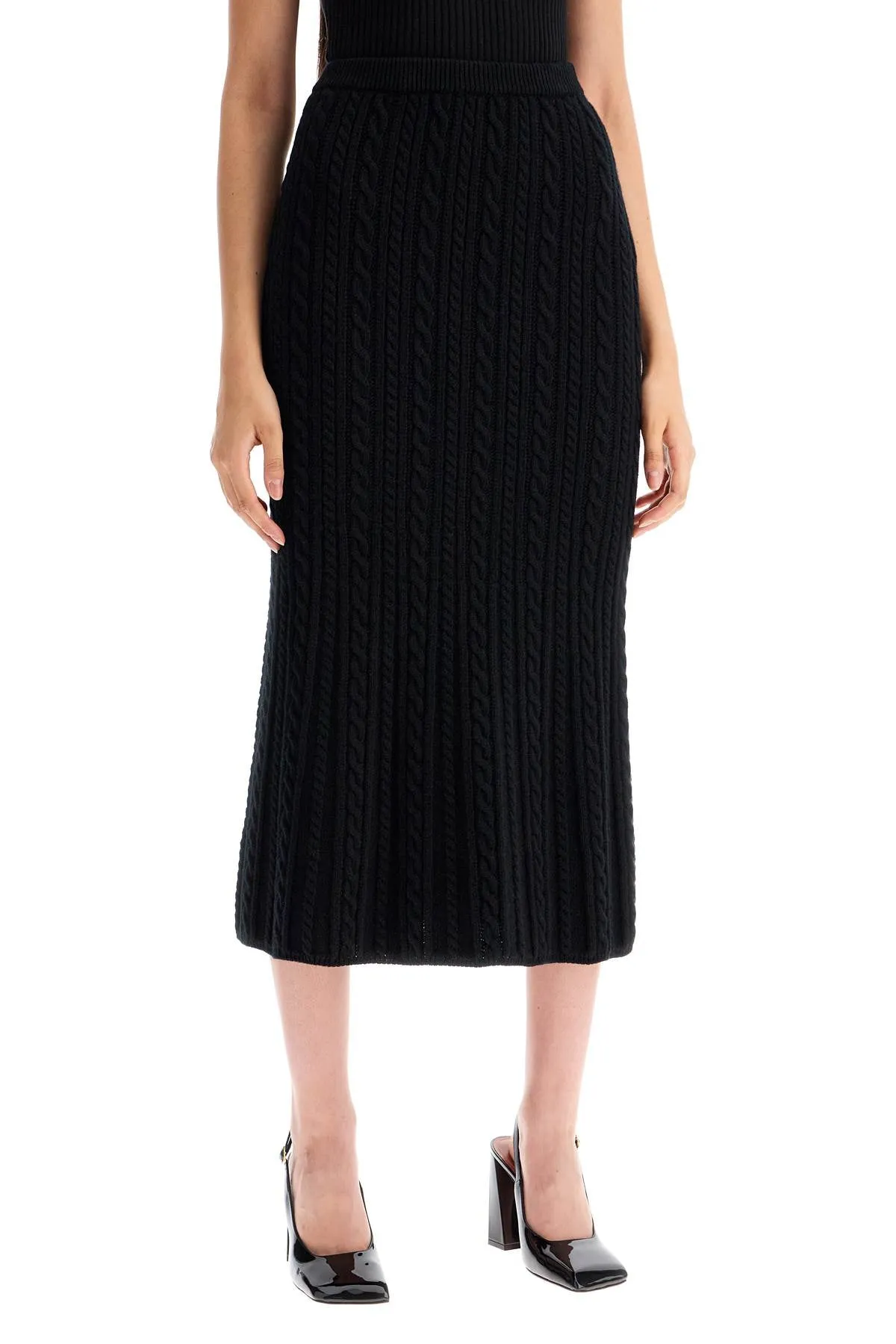 Alessandra Rich  knitted midi skirt with cable knit