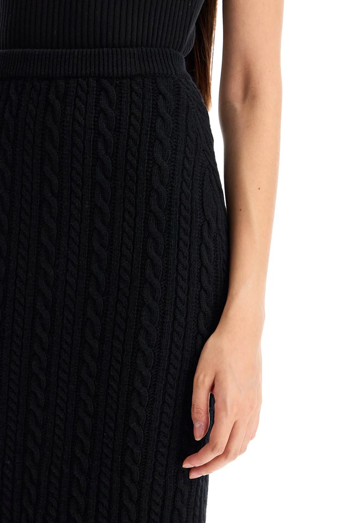 Alessandra Rich  knitted midi skirt with cable knit