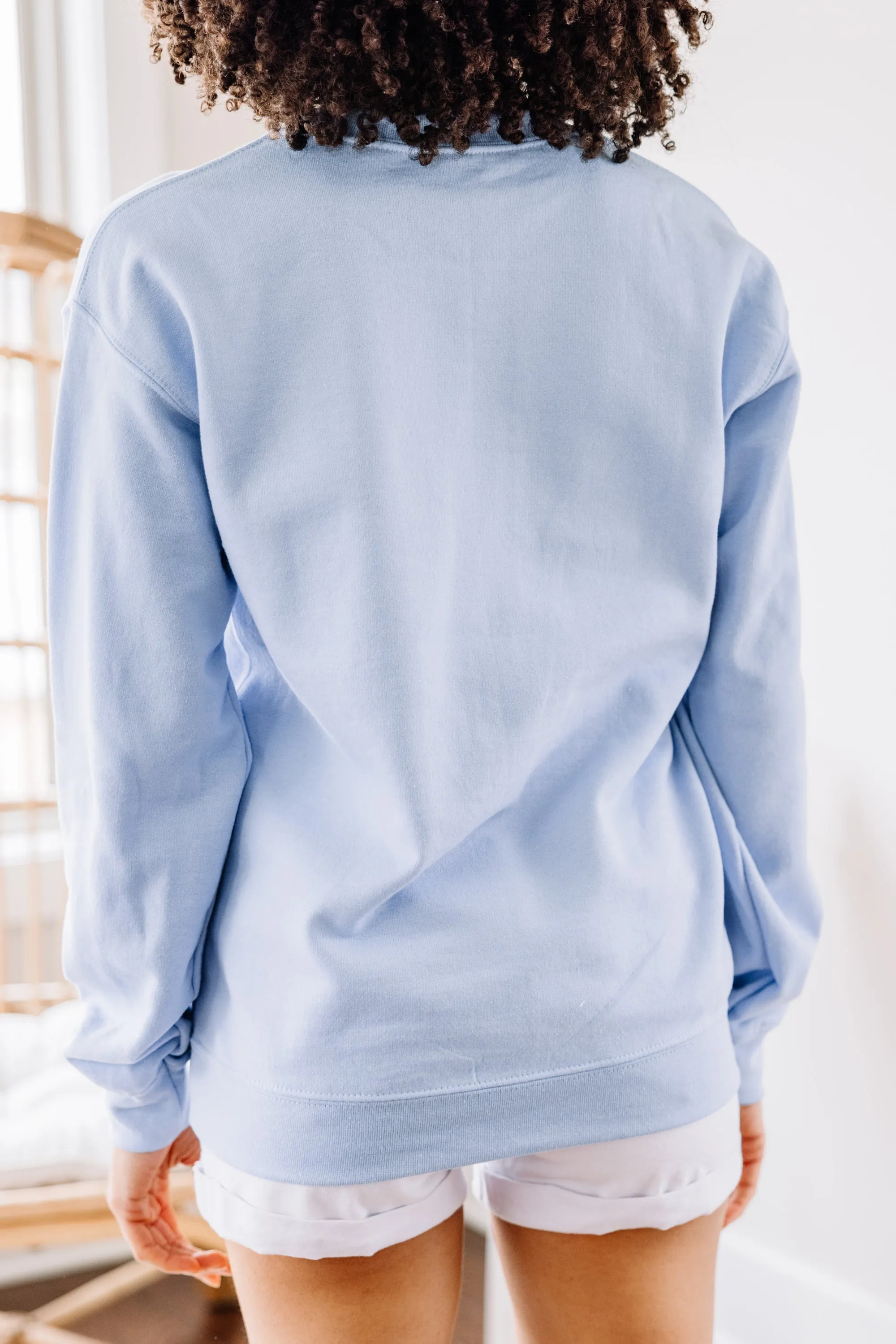 All The Love To Give Light Blue Graphic Sweatshirt