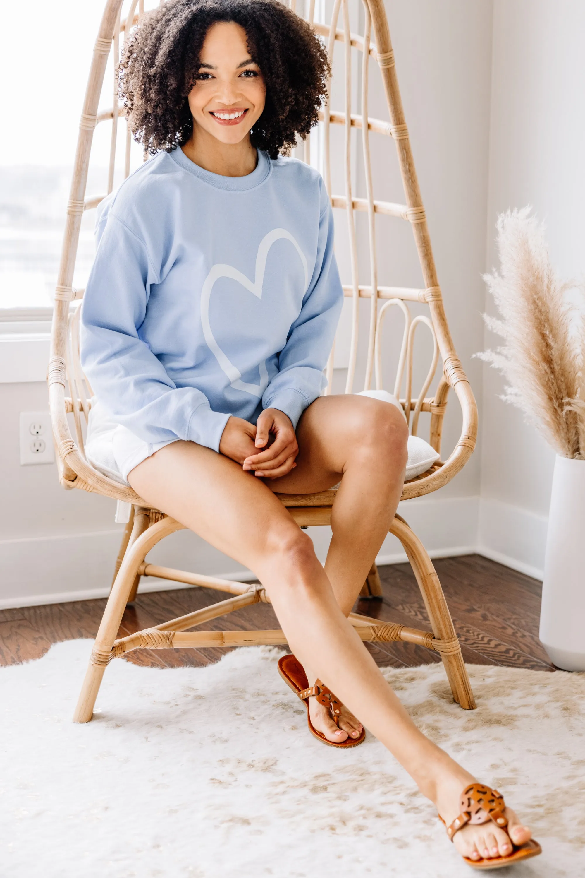 All The Love To Give Light Blue Graphic Sweatshirt