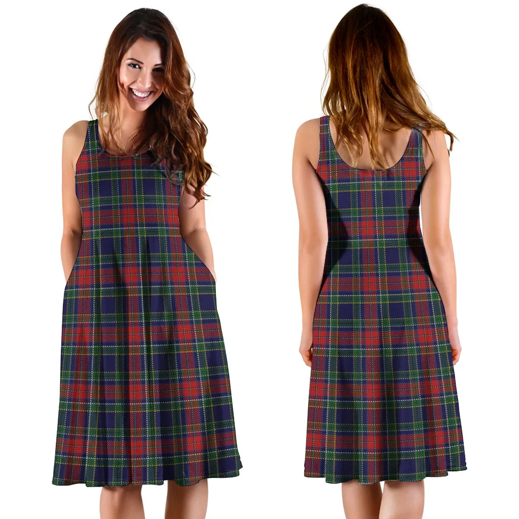 Allison Red Tartan Sleeveless Midi Womens Dress