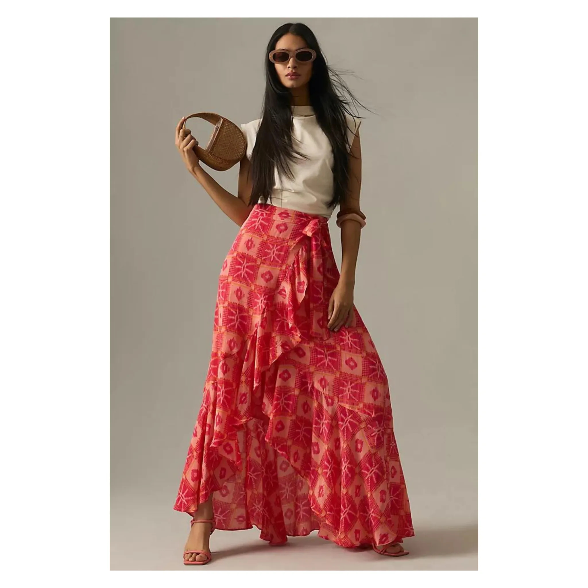 Anthropologie Maeve Printed Wrap Skirt