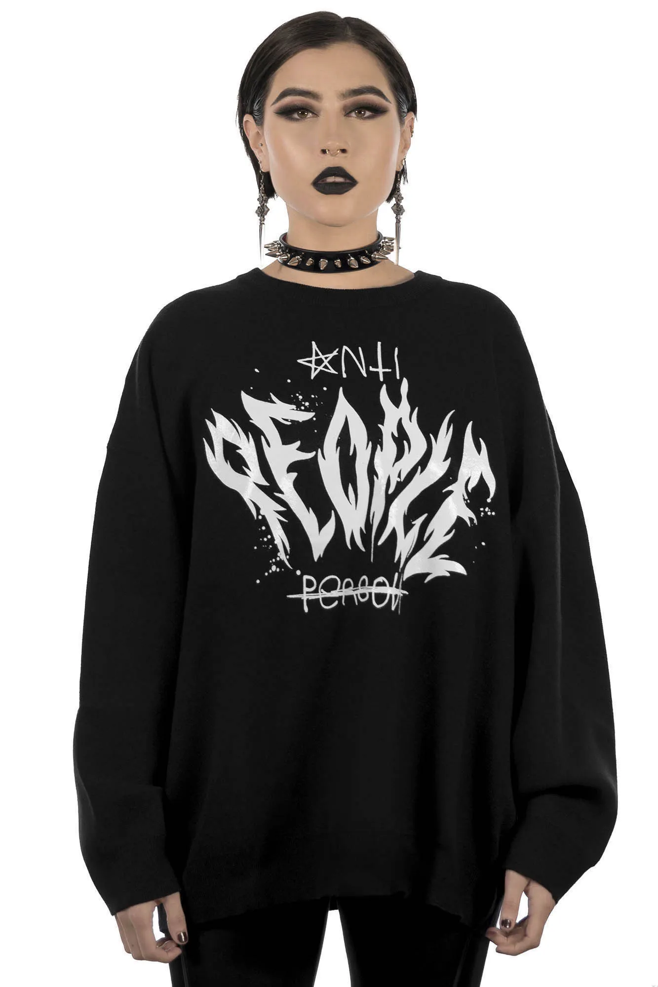 Anti People Batwing Knit Sweater - Resurrect