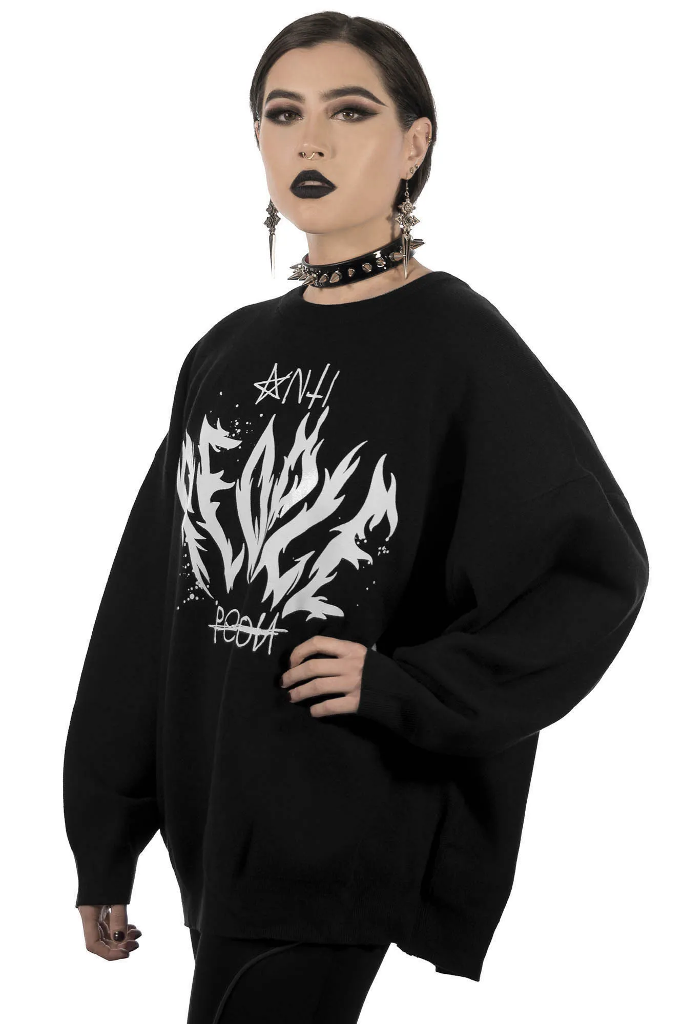 Anti People Batwing Knit Sweater - Resurrect