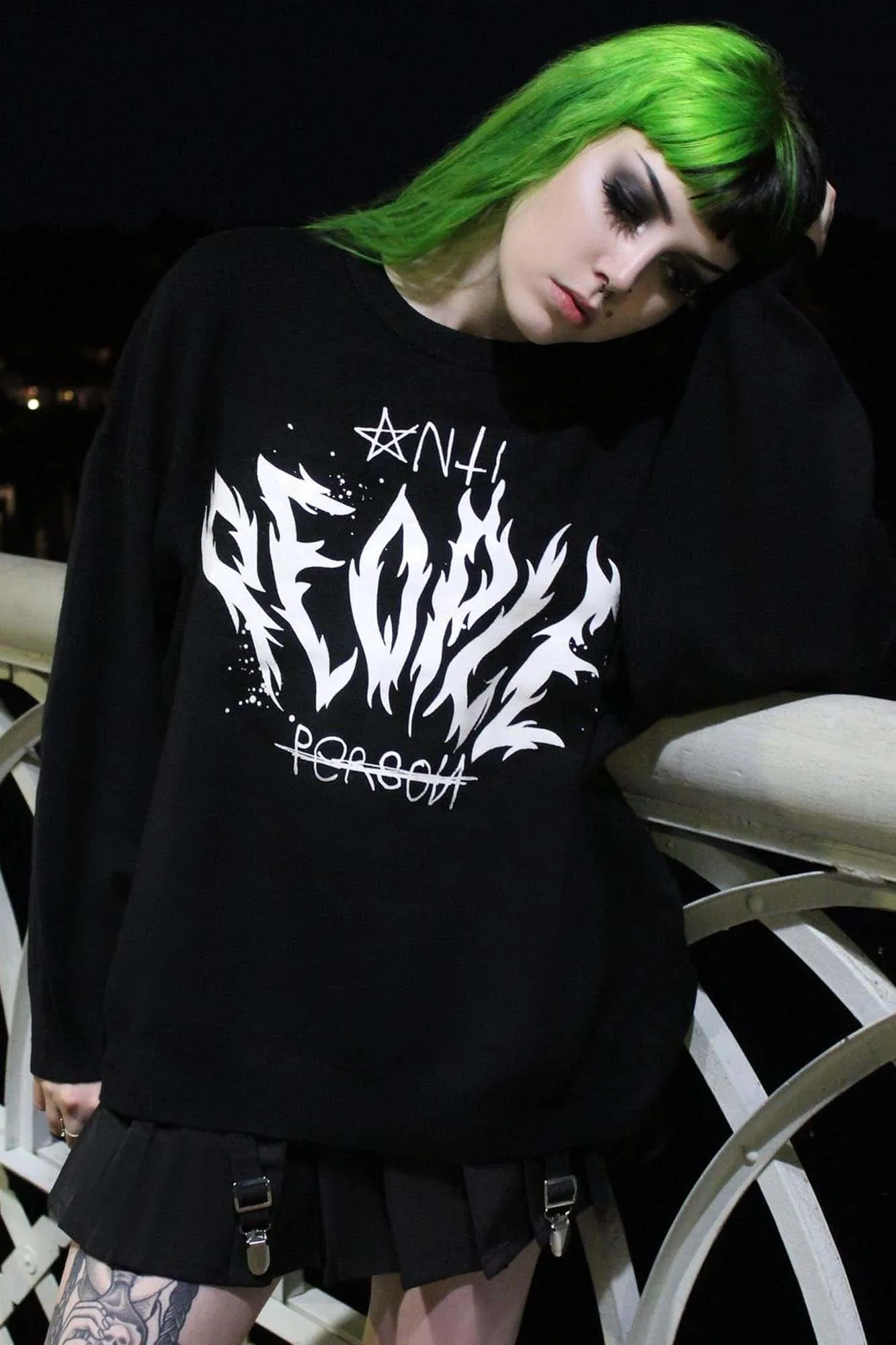 Anti People Batwing Knit Sweater - Resurrect