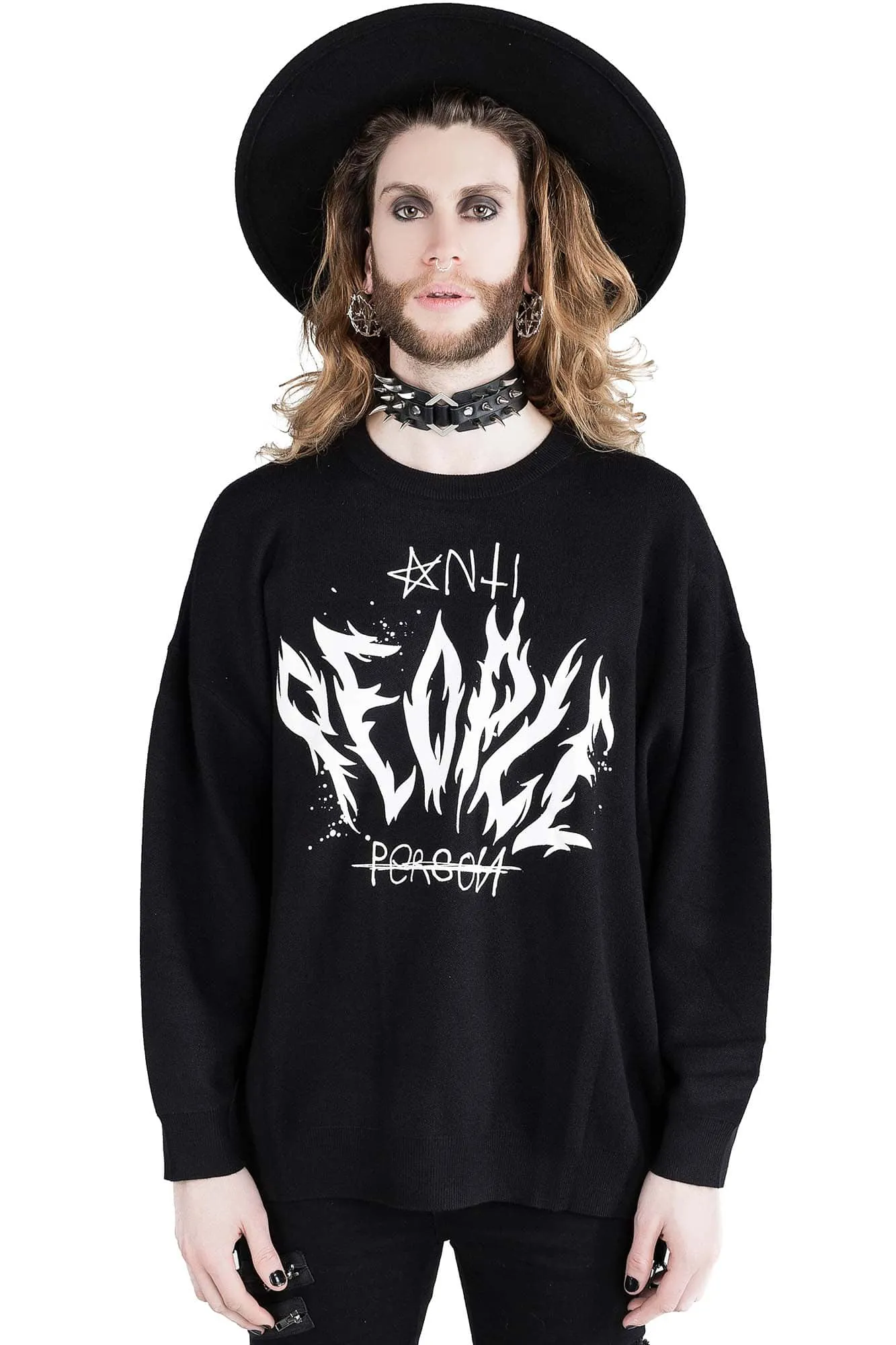 Anti People Batwing Knit Sweater - Resurrect