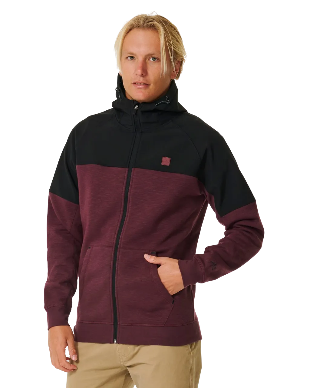 Anti-Series Viral Zip Fleece Jacket in Maroon