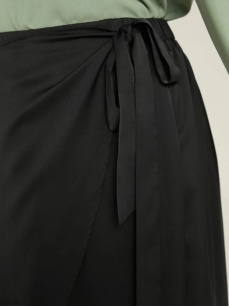 Anti-Wrinkle Ruffles Ties Asymmetrical Hem Skirt