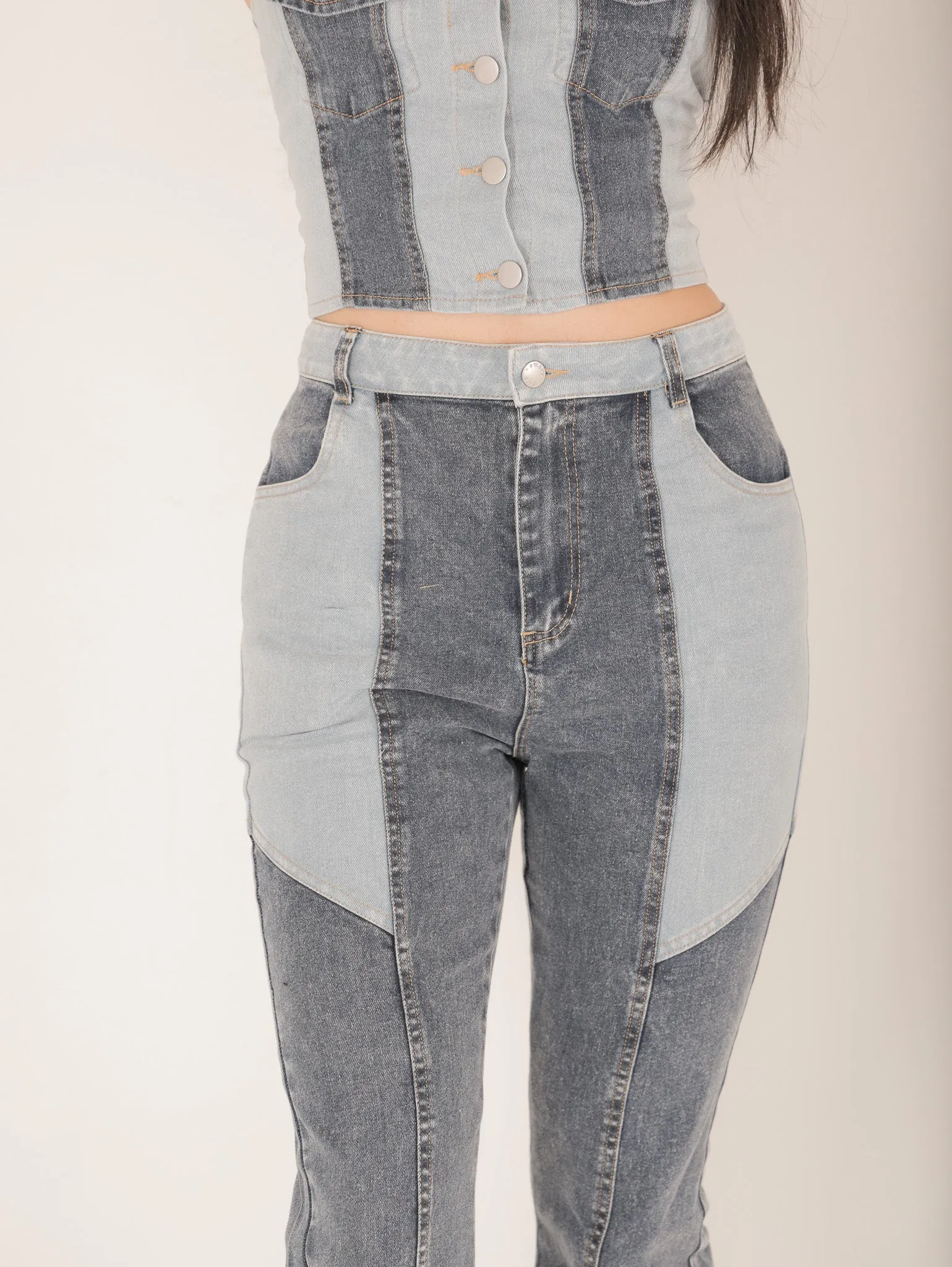 Aspen Block Denim Flares