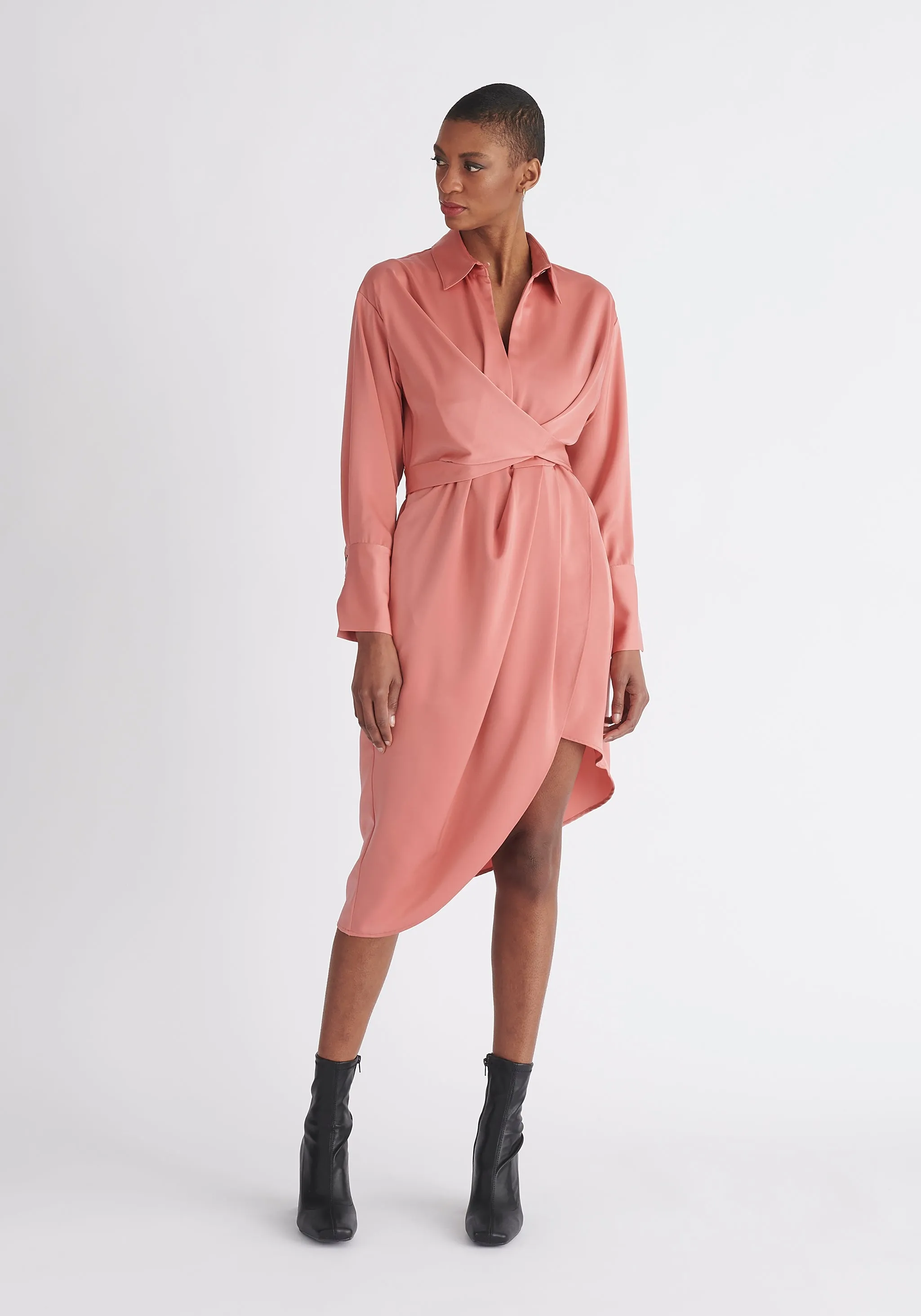 Asymmetric Hem Shirt Dress