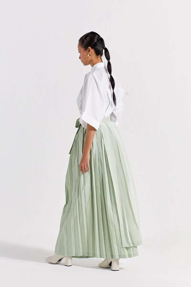 Asymmetric Pleat Skirt Co-ord (Set of 2) - Mint