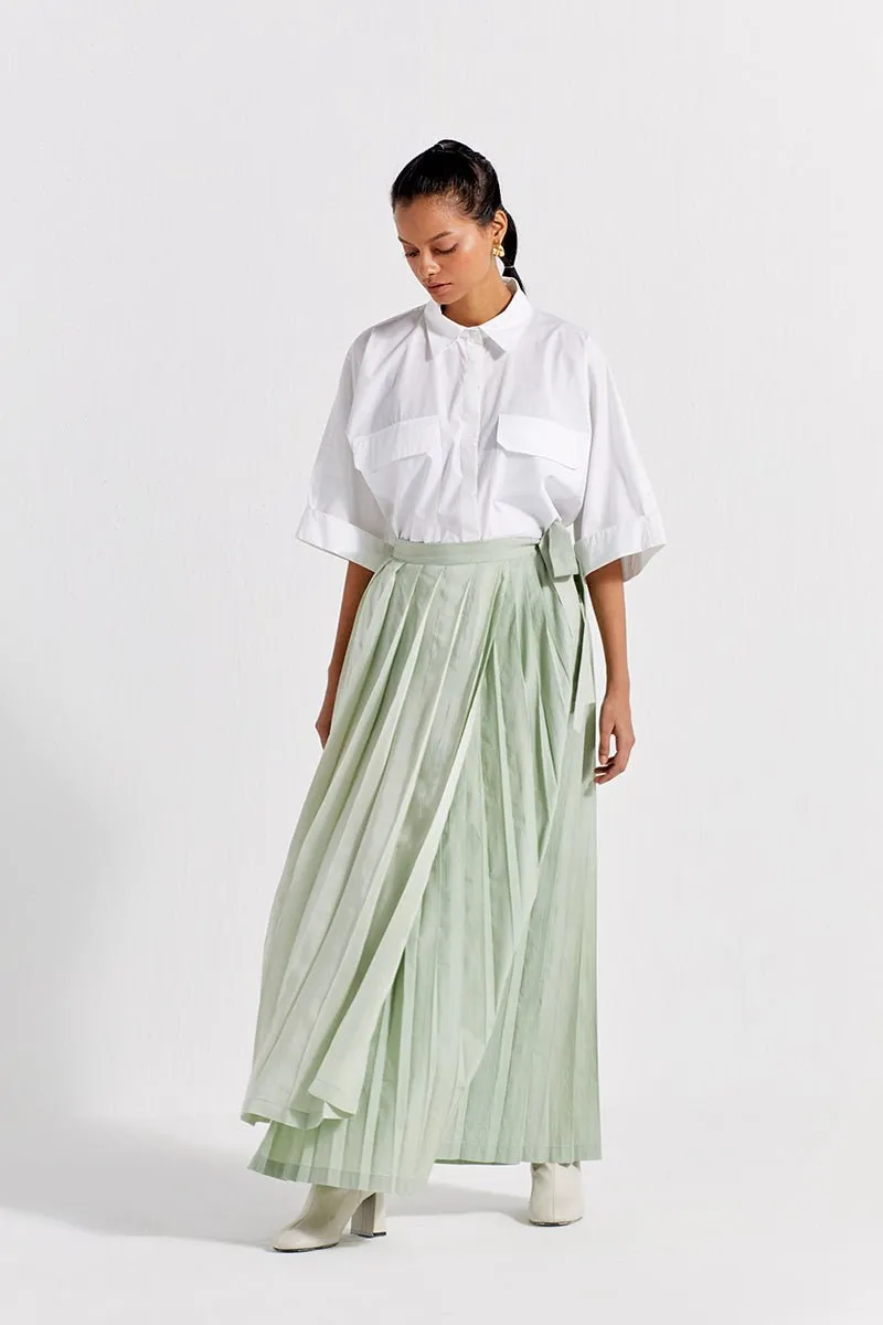 Asymmetric Pleat Skirt Co-ord (Set of 2) - Mint