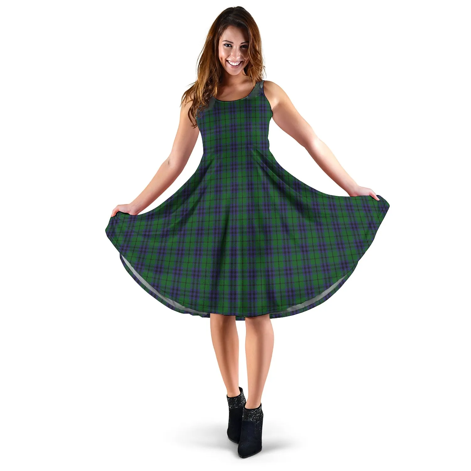 Austin Tartan Sleeveless Midi Womens Dress