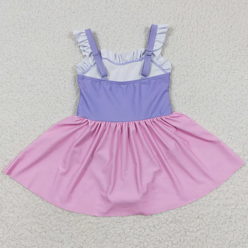 Baby Girls Swimsuits Lavender Pink Skirt Girls swimwear S0133