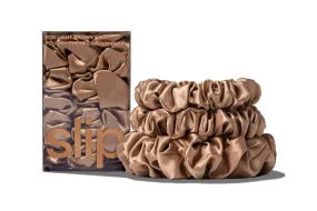 BACK TO BASICS LIGHT BROWN MIDI/LARGE SCRUNCHIE SET