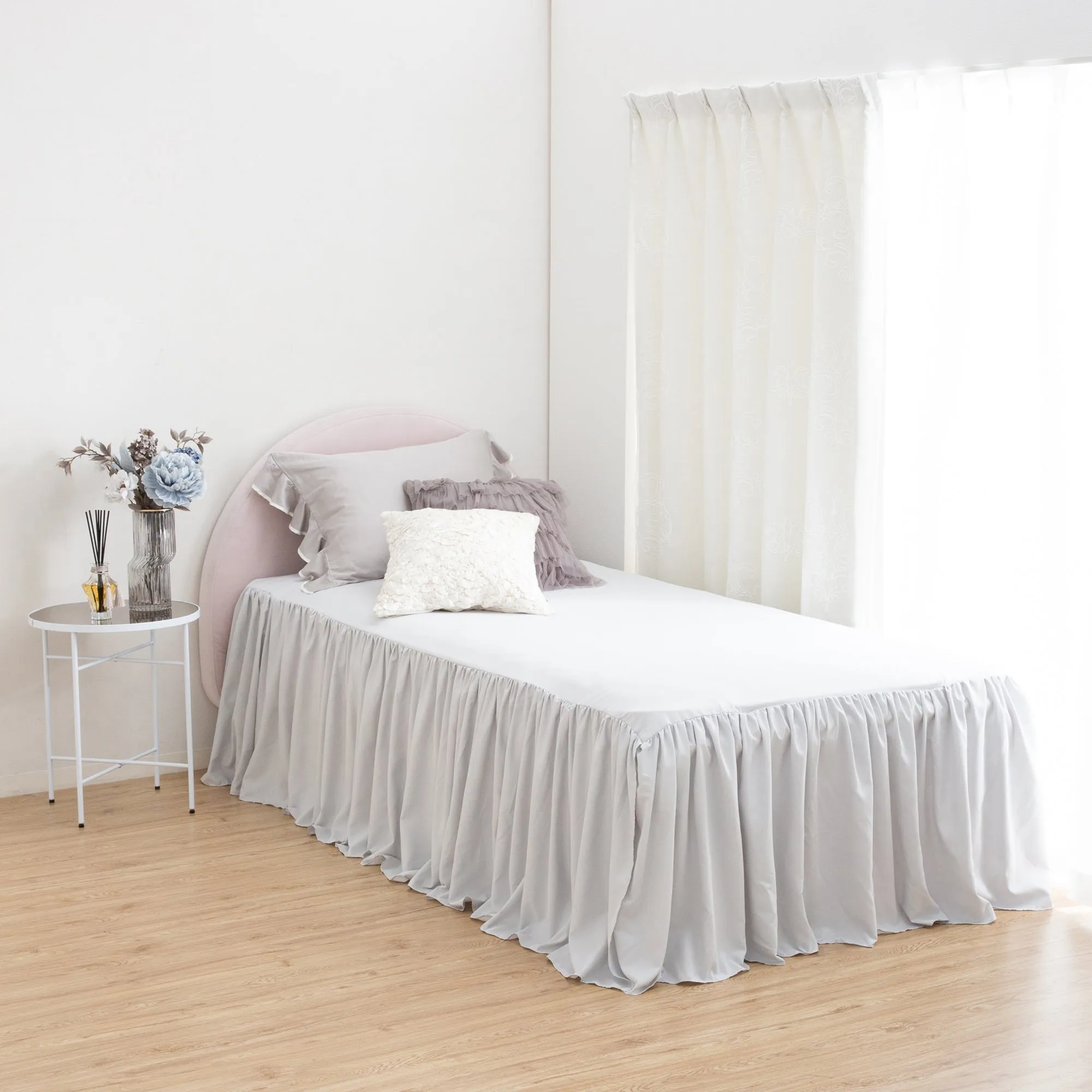 Bed Skirt Single Light Gray