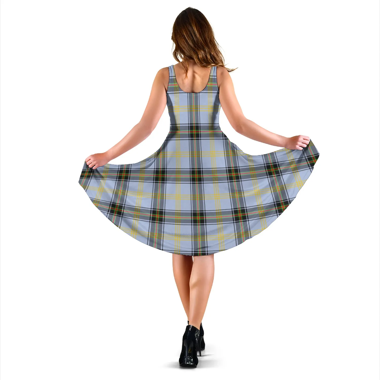 Bell Tartan Sleeveless Midi Womens Dress