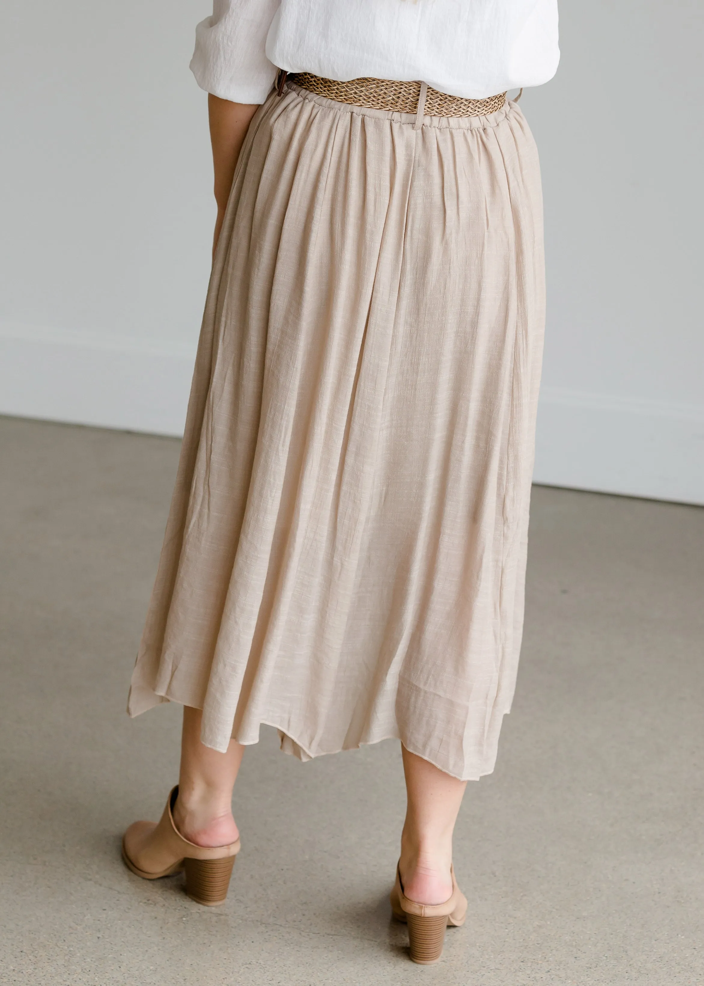 Belted Crepe Midi Skirt - FINAL SALE