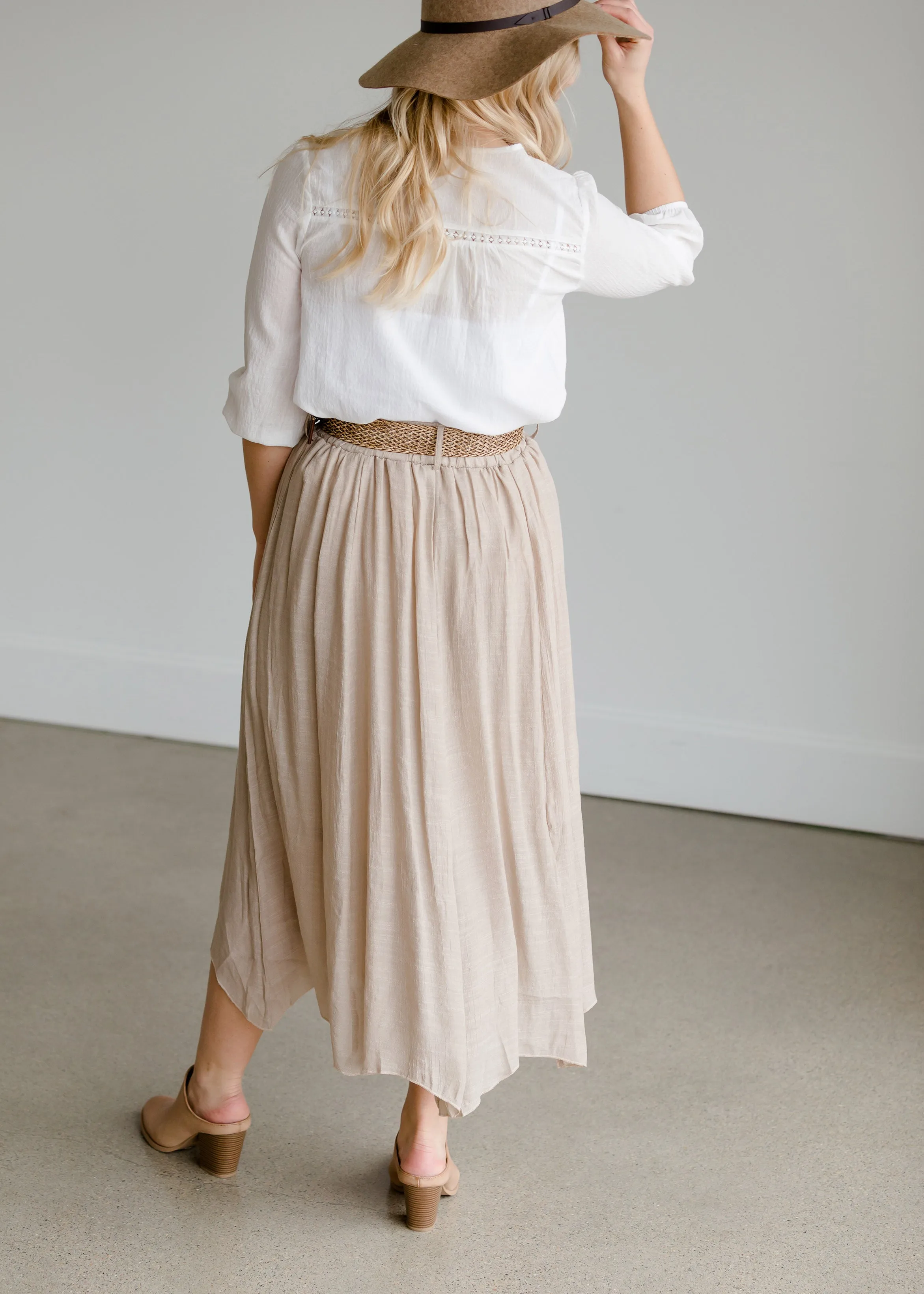 Belted Crepe Midi Skirt - FINAL SALE