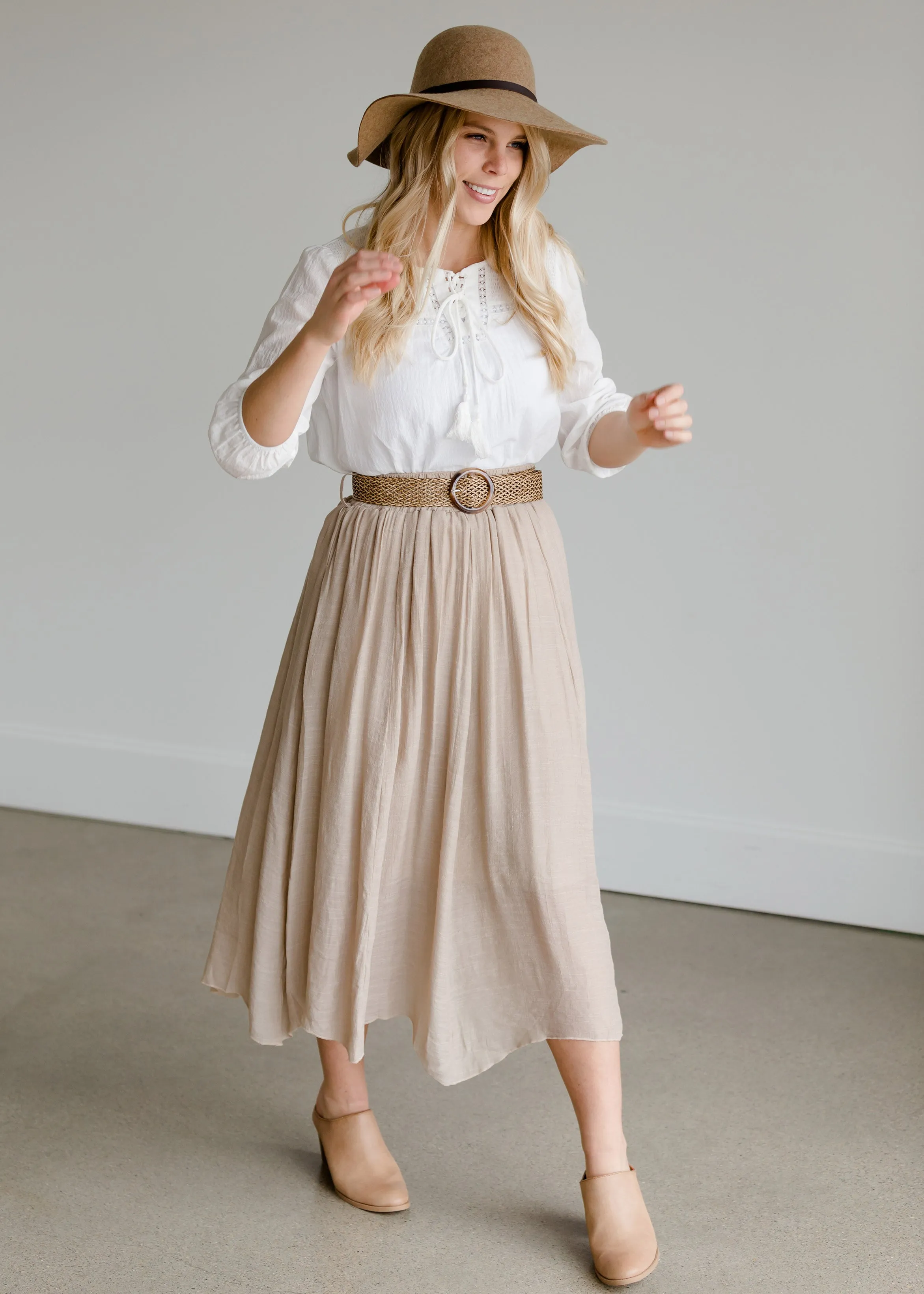 Belted Crepe Midi Skirt - FINAL SALE