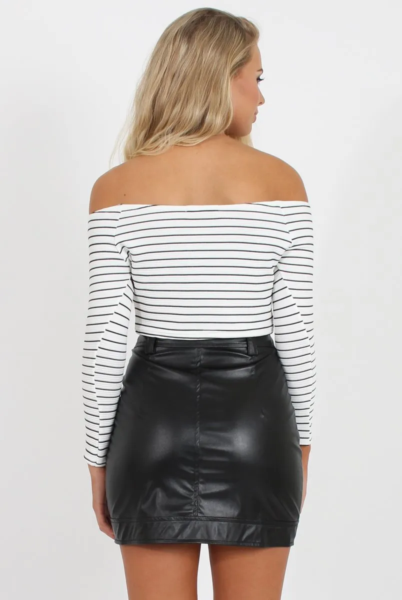 Black Faux Leather Mini Skirt - Paige