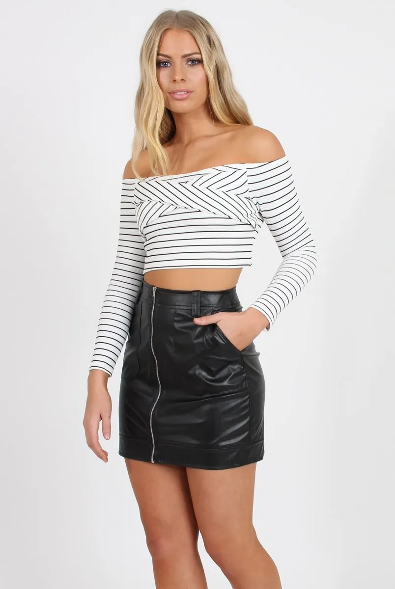 Black Faux Leather Mini Skirt - Paige