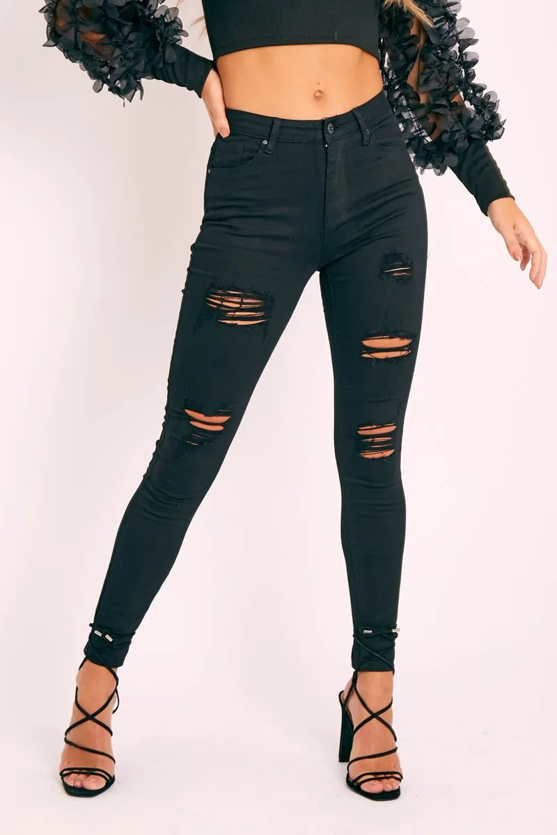 Black Ripped Skinny Jeans - Blair