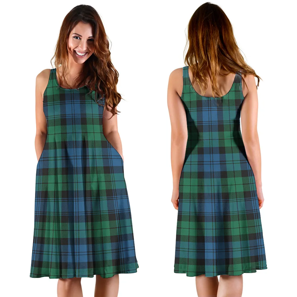 Black Watch Ancient Tartan Sleeveless Midi Womens Dress