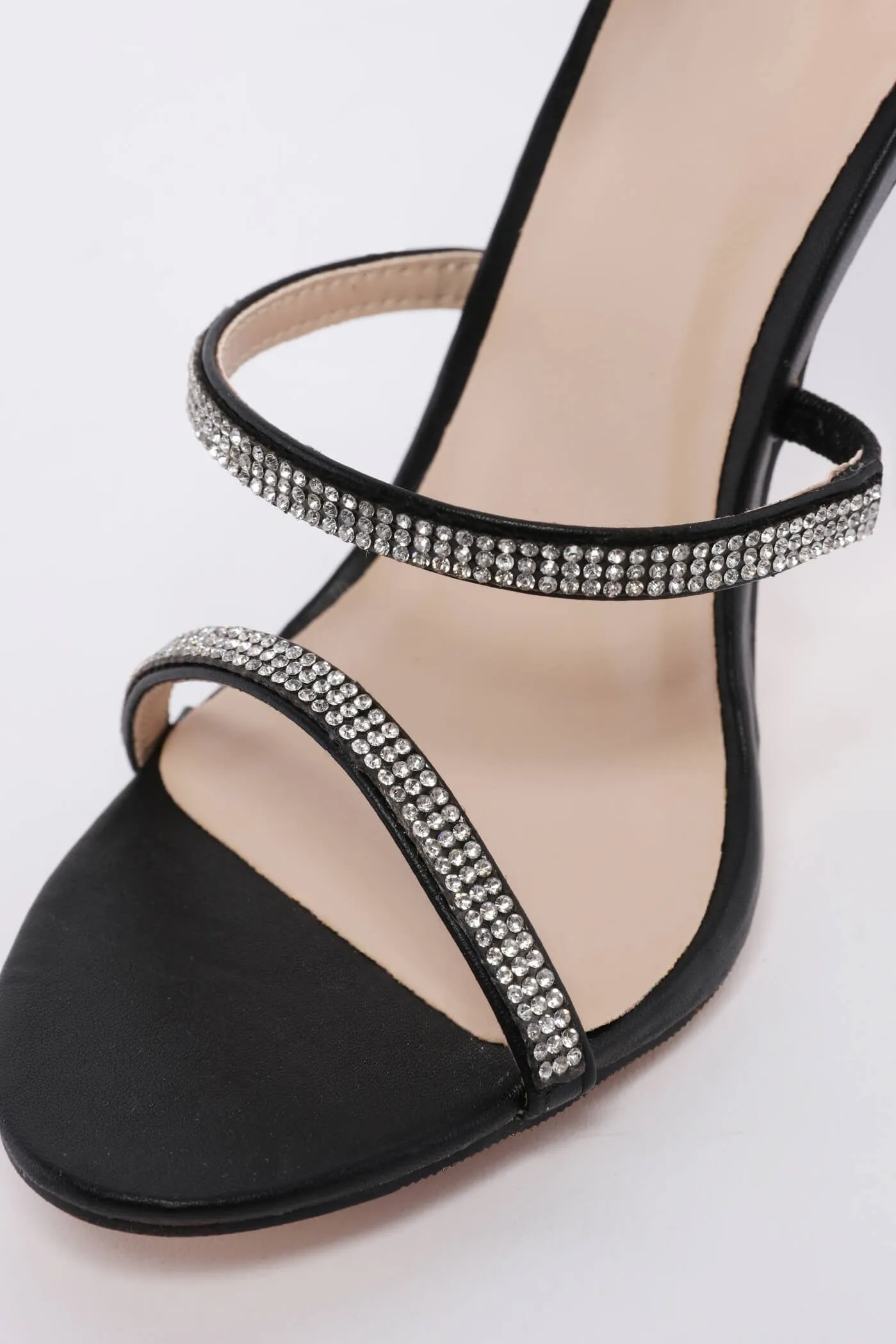 Black Wrap Around Diamante Heel