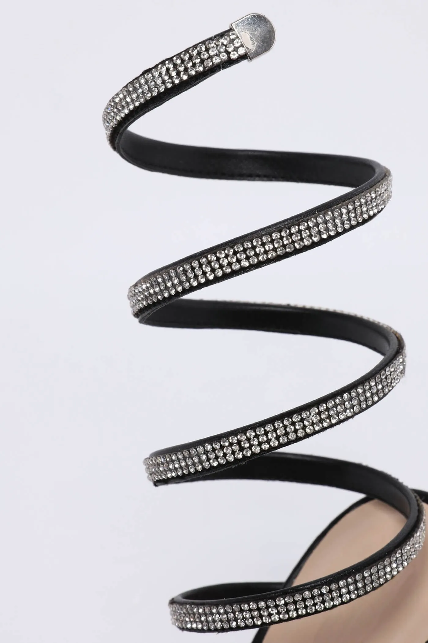 Black Wrap Around Diamante Heel