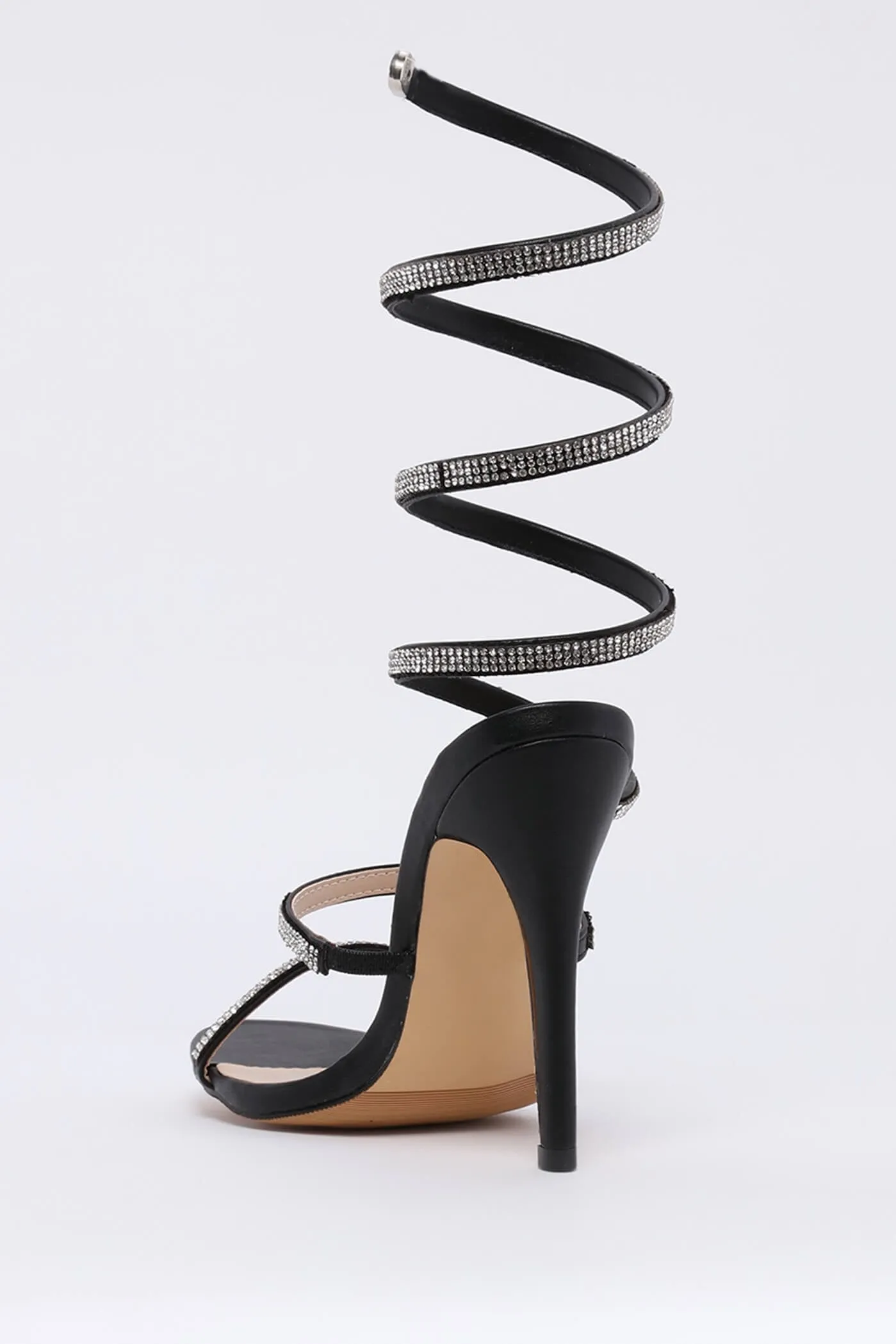 Black Wrap Around Diamante Heel