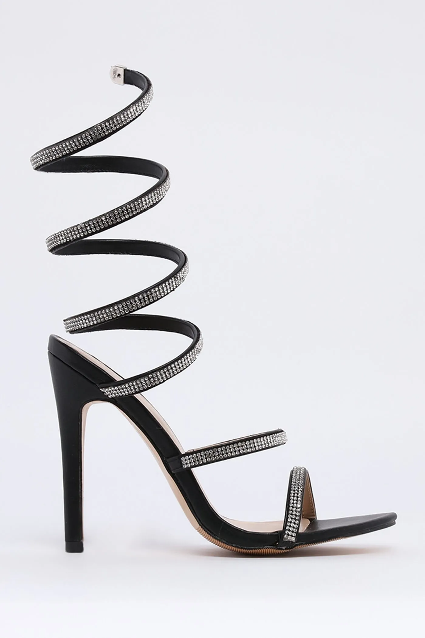 Black Wrap Around Diamante Heel