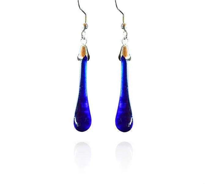 Blue Glass Drop Earrings