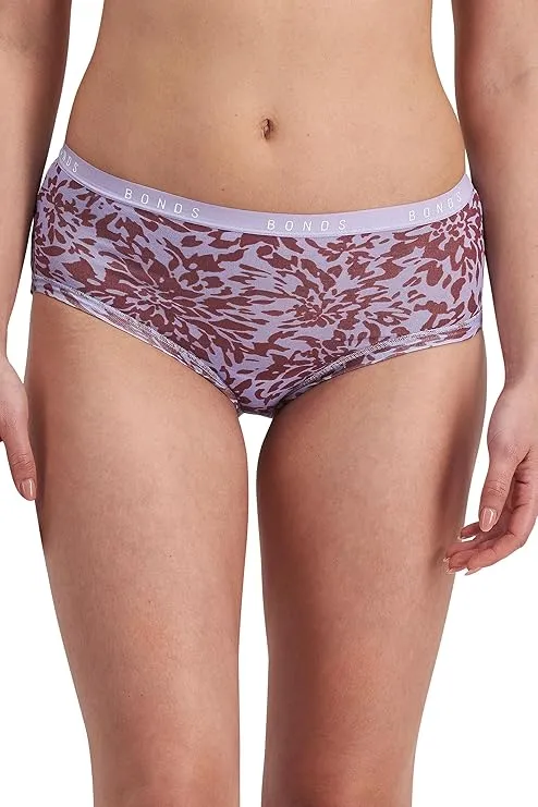 Bonds Womens Cottontails Full Brief 3 Pack - Print/Maroon/Navy