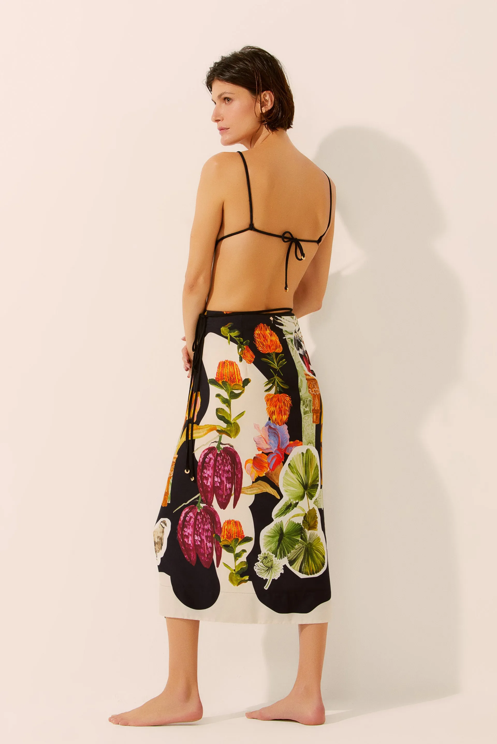 Botanic Collage Criss-Cross Midi Skirt E4478A1446