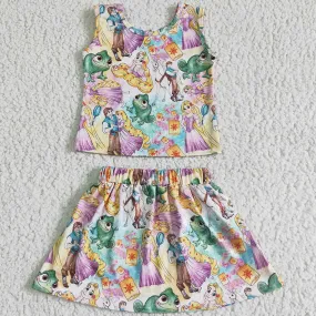 Boutique Baby Girl Summer Clothes Short Sleeve T-shirt with Skirt Set Toddler Girls Outfits GSD0040