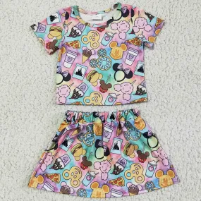 Boutique Summer Baby Girls Clothes Skirt Set Cartoon Cute Toddler Girls Clothing Dress Outfits GSD0073