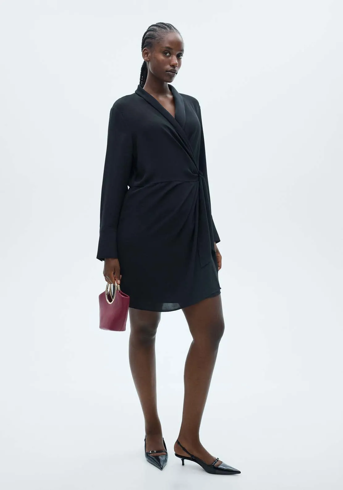 Bow wrap dress - Black