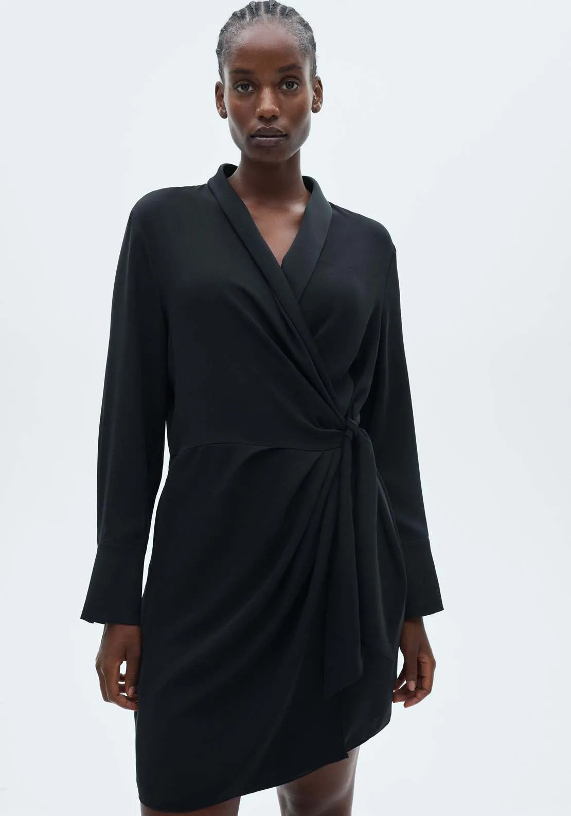 Bow wrap dress - Black