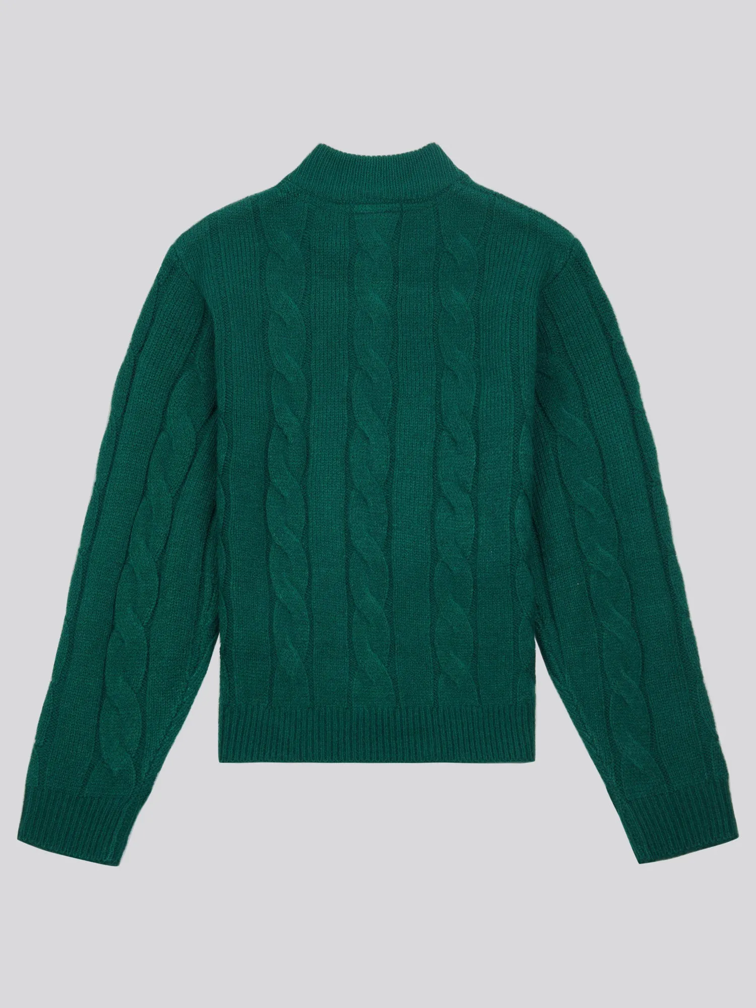 Boys Cable Knit Funnel Neck Jumper in Rain Forest