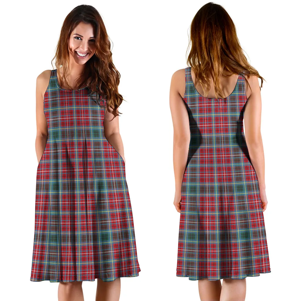 British Columbia Province Canada Tartan Sleeveless Midi Womens Dress