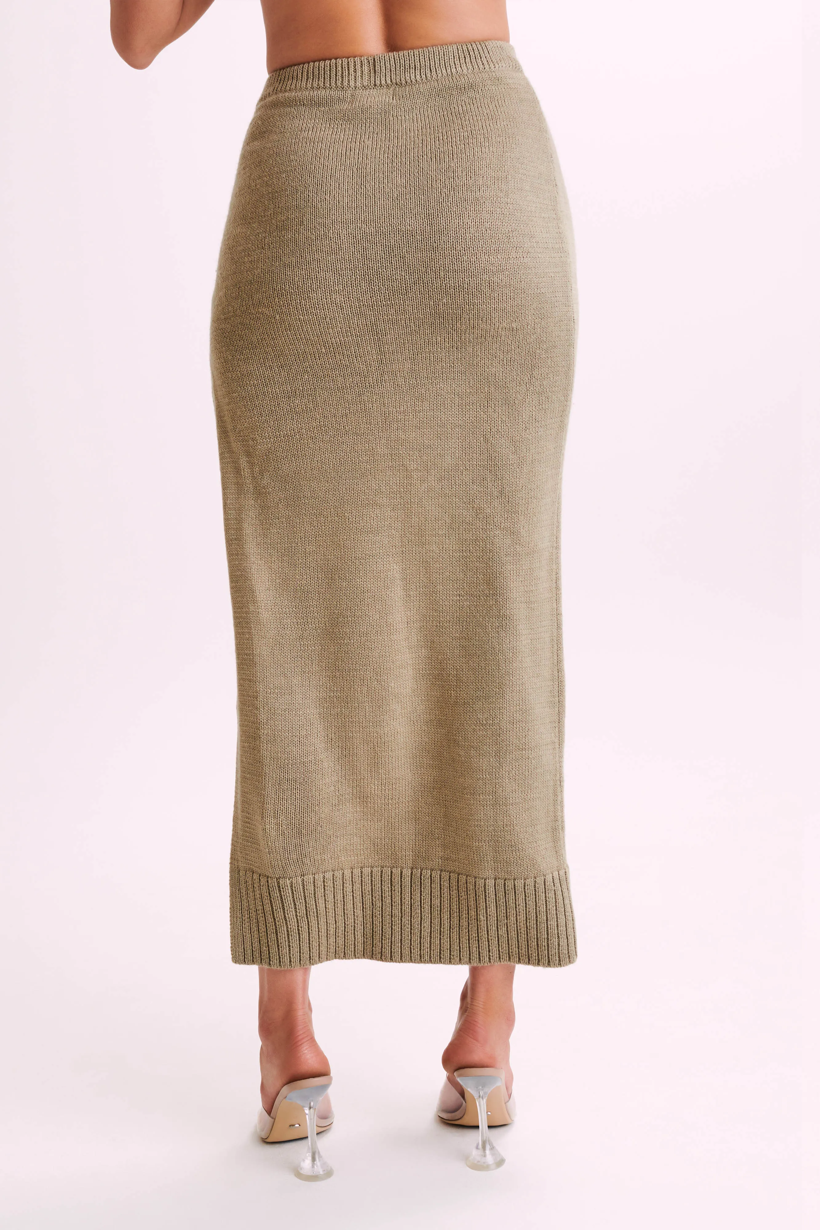 Brittany Knit Midi Skirt - Taupe